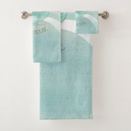 Beach House Clam Shell Aqua Blue ID623 Bad Handdoek