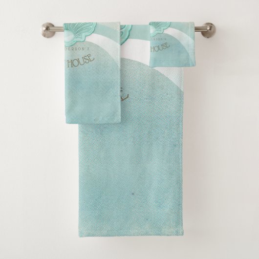 Beach House Clam Shell Aqua Blue ID623 Bad Handdoek (Insitu)