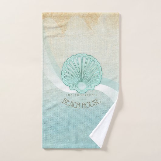 Beach House Clam Shell Aqua Blue ID623 Bad Handdoek (Handdoek)
