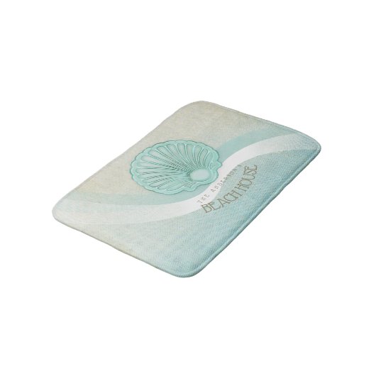 Beach House Clam Shell Aqua Blue ID623 Badmat (Gekanteld)