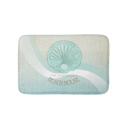 Beach House Clam Shell Aqua Blue ID623 Badmat (Voorkant)