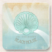 Beach House Clam Shell Aqua Blue ID623 Bier Onderzetter (Voorkant)