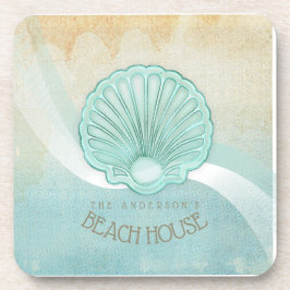 Beach House Clam Shell Aqua Blue ID623 Bier Onderzetter