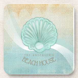 Beach House Clam Shell Aqua Blue ID623 Bier Onderzetter
