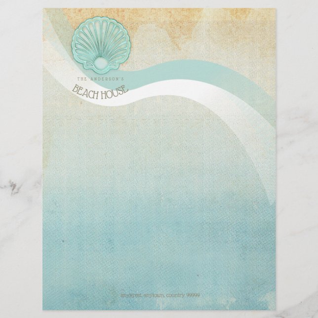 Beach House Clam Shell Aqua Blue ID623 Briefhoofd (Voorkant)