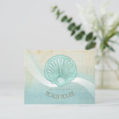 Beach House Clam Shell Aqua Blue ID623 Briefkaart (Staand voorkant)