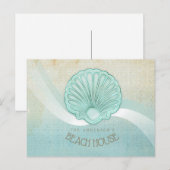 Beach House Clam Shell Aqua Blue ID623 Briefkaart (Voorkant / Achterkant)