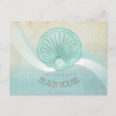 Beach House Clam Shell Aqua Blue ID623 Briefkaart (Voorkant)