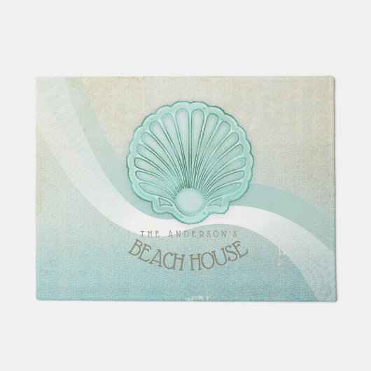 Beach House Clam Shell Aqua Blue ID623 Deurmat (Voorkant)