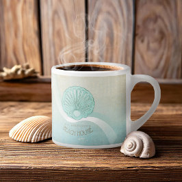 Beach House Clam Shell Aqua Blue ID623 Espresso Kop