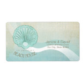 Beach House Clam Shell Aqua Blue ID623 Etiket (Voorkant)
