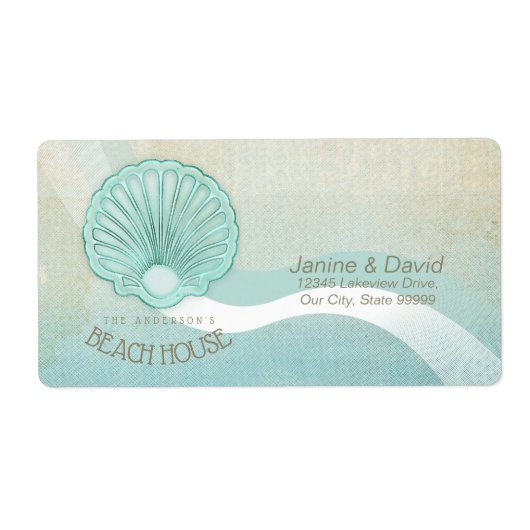 Beach House Clam Shell Aqua Blue ID623 Etiket (Voorkant)