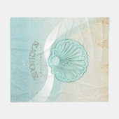 Beach House Clam Shell Aqua Blue ID623 Fleece Deken (Voorkant (Horizontaal))