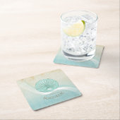 Beach House Clam Shell Aqua Blue ID623 Kartonnen Onderzetters (Insitu)