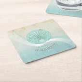 Beach House Clam Shell Aqua Blue ID623 Kartonnen Onderzetters (Schuin)