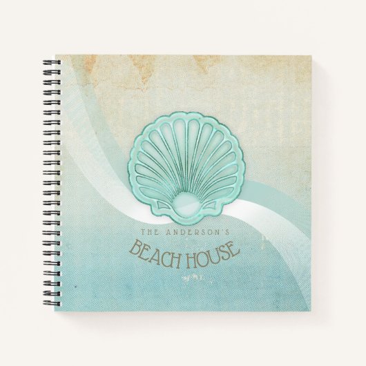Beach House Clam Shell Aqua Blue ID623 Notitieboek (Voorkant)
