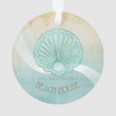 Beach House Clam Shell Aqua Blue ID623 Ornament (achterkant)