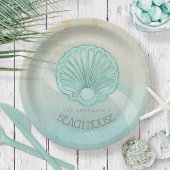 Beach House Clam Shell Aqua Blue ID623 Papieren Bordje