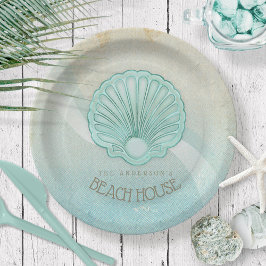 Beach House Clam Shell Aqua Blue ID623 Papieren Bordje