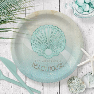 Beach House Clam Shell Aqua Blue ID623 Papieren Bordje