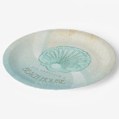 Beach House Clam Shell Aqua Blue ID623 Papieren Bordje (Gekanteld)