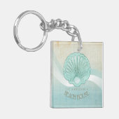 Beach House Clam Shell Aqua Blue ID623 Sleutelhanger (Voorkant Links)