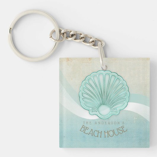 Beach House Clam Shell Aqua Blue ID623 Sleutelhanger (Voorkant)