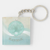 Beach House Clam Shell Aqua Blue ID623 Sleutelhanger (Achterkant)