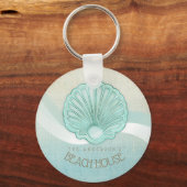 Beach House Clam Shell Aqua Blue ID623 Sleutelhanger (Voorkant)