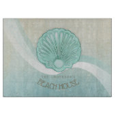 Beach House Clam Shell Aqua Blue ID623 Snijplank (Voorkant)