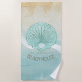 Beach House Clam Shell Aqua Blue ID623 Strandlaken (Voorkant)