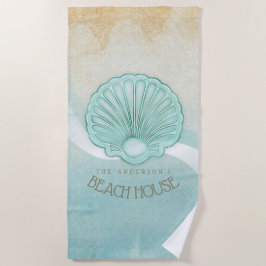 Beach House Clam Shell Aqua Blue ID623 Strandlaken