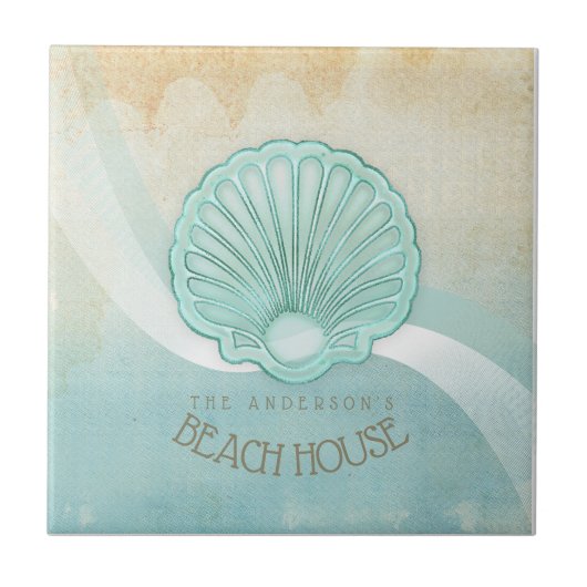 Beach House Clam Shell Aqua Blue ID623 Tegeltje (Voorkant)