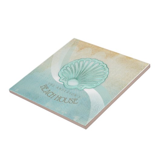 Beach House Clam Shell Aqua Blue ID623 Tegeltje (Zijkant)