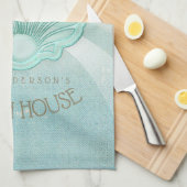 Beach House Clam Shell Aqua Blue ID623 Theedoek (Quarter Fold)
