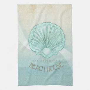 Beach House Clam Shell Aqua Blue ID623 Theedoek