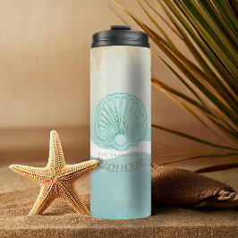 Beach House Clam Shell Aqua Blue ID623 Thermosbeker