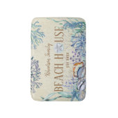 Beach House Coastal Coral Reef Familie Badmat (Voorkant Verticaal)