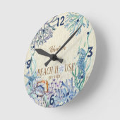 Beach House Coastal Ocean Personalized Ronde Klok (Hoek)