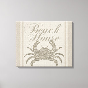 Beach House Crab Seashore Canvas Afdruk