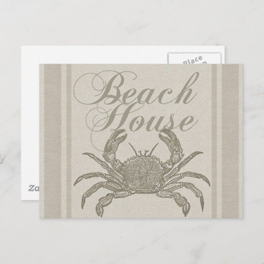 Beach House Crab Seashore Coastal Briefkaart (Voorkant / Achterkant)