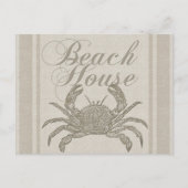 Beach House Crab Seashore Coastal Briefkaart (Voorkant)