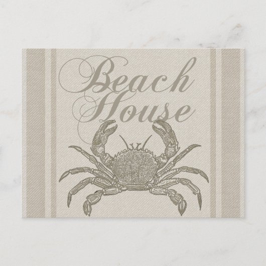 Beach House Crab Seashore Coastal  Briefkaart (Voorkant)