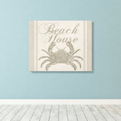 Beach House Crab Seashore Coastal Canvas Afdruk (Insitu (Houten vloer))