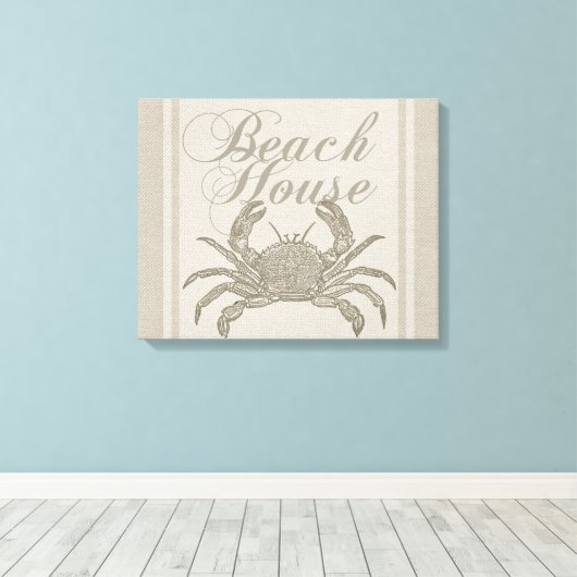 Beach House Crab Seashore Coastal  Canvas Afdruk (Insitu (Houten vloer))