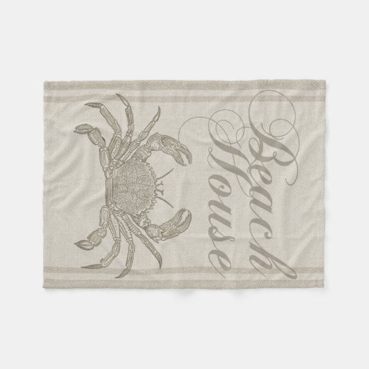 Beach House Crab Seashore Coastal Fleece Deken (Voorkant (Horizontaal))