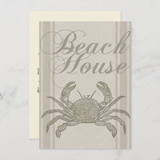 Beach House Crab Seashore Coastal  Kaart (Voorkant / Achterkant)
