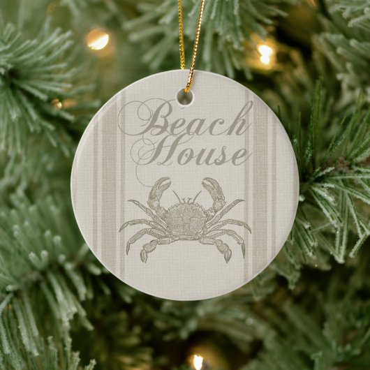 Beach House Crab Seashore Coastal  Keramisch Ornament (Boom)