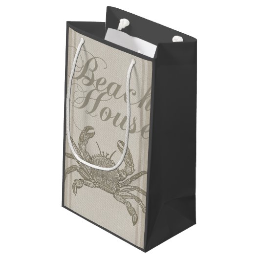 Beach House Crab Seashore Coastal  Klein Cadeauzakje (Achterkant Gekanteld)