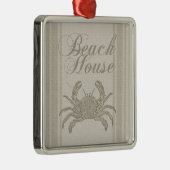 Beach House Crab Seashore Coastal  Metalen Ornament (Rechts)